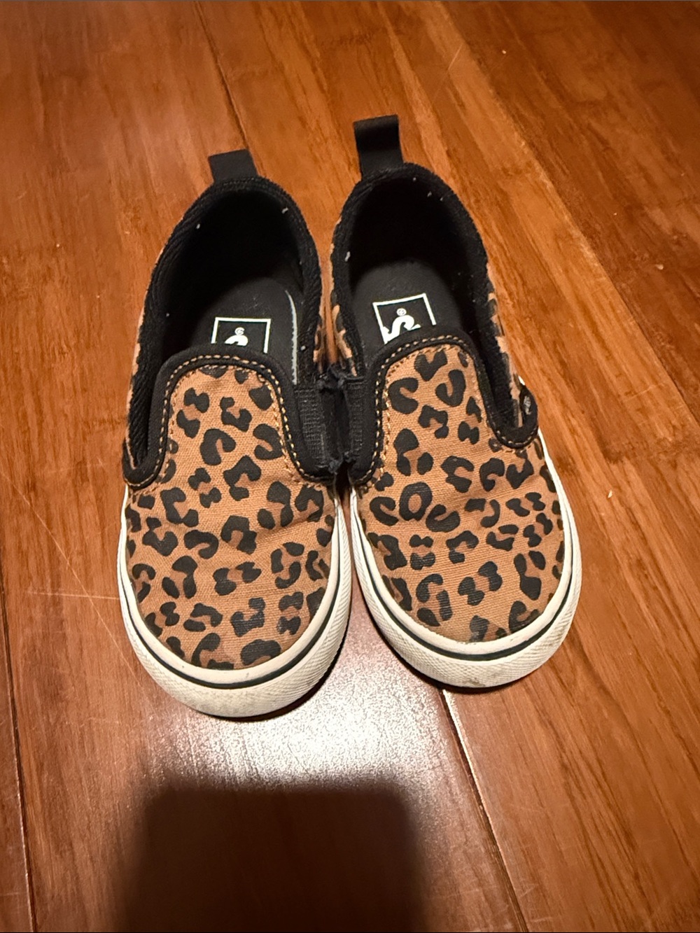 Vans Kids Slip-On Sneakers in Leopard Print Brown and Black